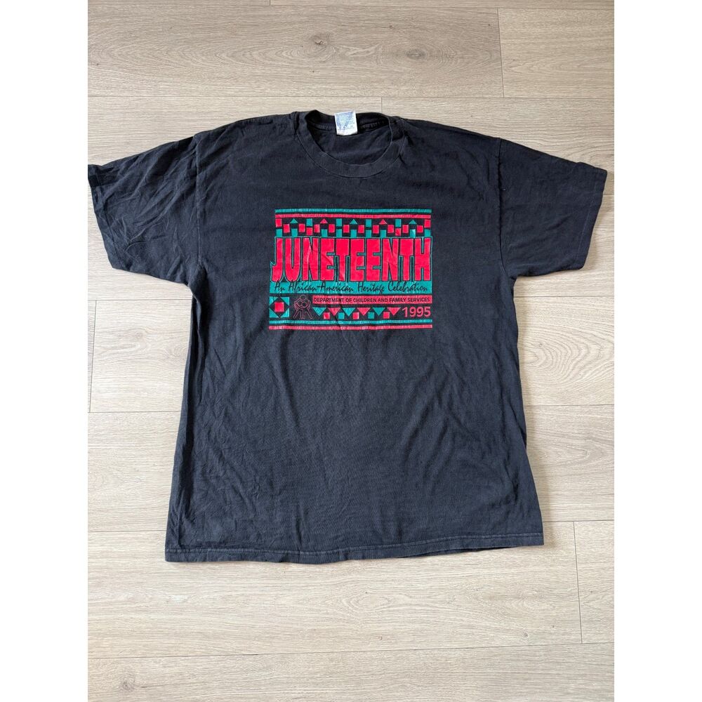 Vintage 1995 Juneteenth African American Heritage Celebration Black T-Shirt